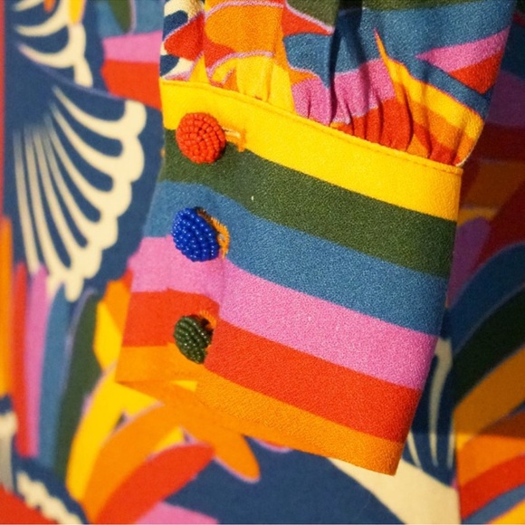 Anthro x Farm Rio Rainbow Toucan Wrap Dress - Picture 10 of 15